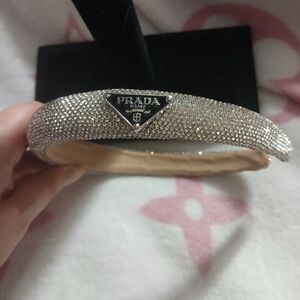 Prada Silver Crystal Embellished Headband